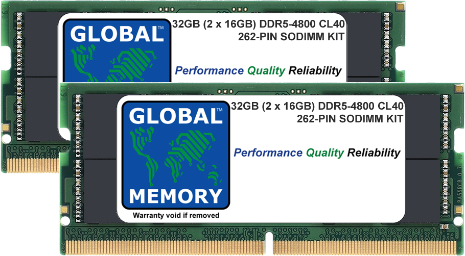 32GB (2 x 16GB) DDR5 4800MHz PC5-38400 262-PIN SODIMM MEMORY RAM KIT FOR LAPTOPS/NOTEBOOKS